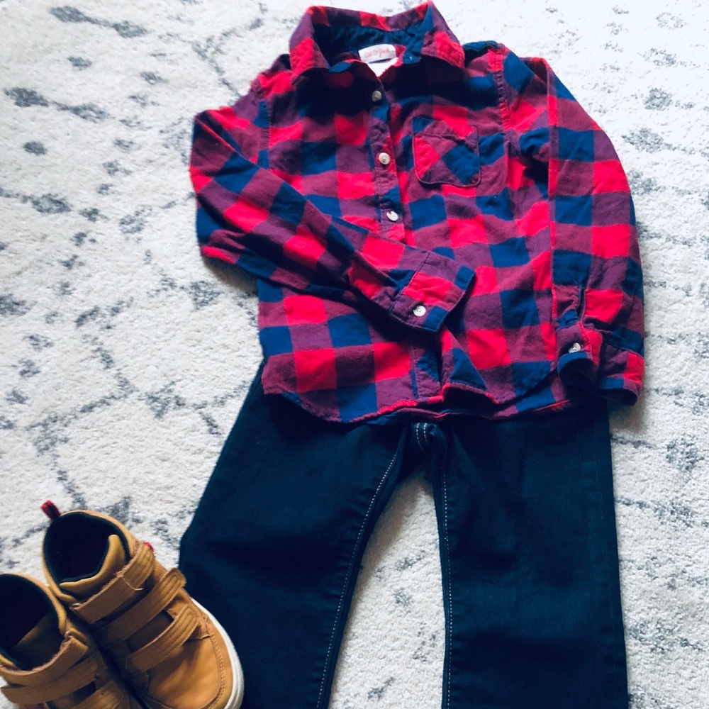 Cat & Jack Red and Navy Gingham Flannel